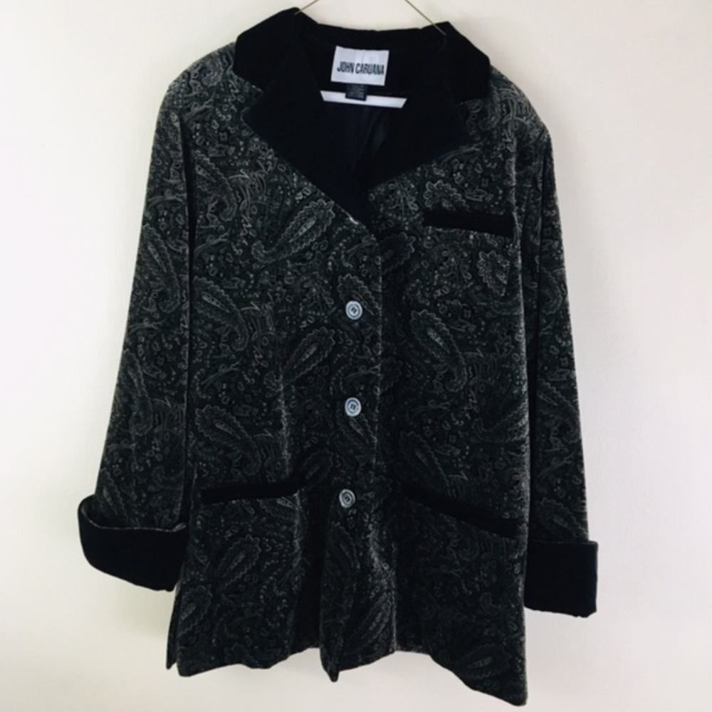 John Caruana Soft Velvet Paisley Blazer Jacket 12